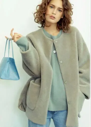 노카라 셔츠 커브 보아 자켓 (모카)