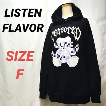 LISTEN FLAVOR 리스텐 플레이버 후드티 풀오버 곰 블랙