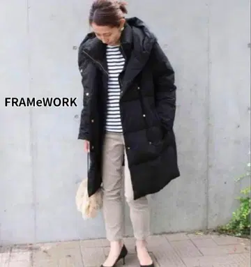 [ FRAMeWORK ] 다운 코트 2way 블랙 골드 버튼 36