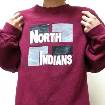 프룻 오브 더 룸 노스 인디언 맨투맨 크림슨 컬러 와인 레드 구제 의류