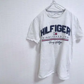 해외 구제 의류 TOMMY HILFIGER 반팔 T셔츠 M 화이트