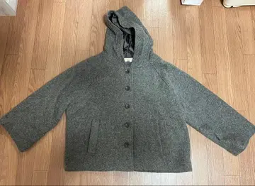 OMEKASI 후드 부착 그레이 울 코트