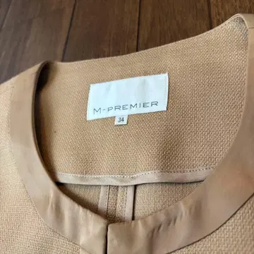 M-PREMIER 노칼라 베이지 자켓 34