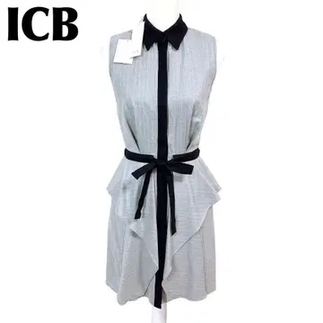 [ 택 포함 미사용 새상품 ] iCB 슬리브리스 스트라이프 셔츠 원피스