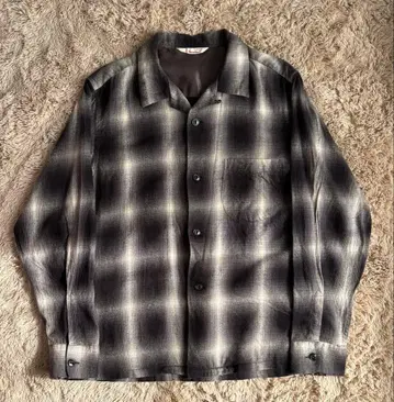 타운크라프트 옴브레 체크 셔츠 복각 60s 오픈 카라 셔츠 긴팔 블랙