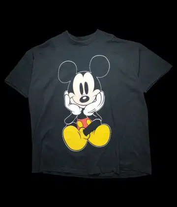 앉은 미키 빈티지 T셔츠 USA제 슈퍼 사이즈 블랙