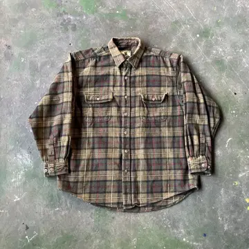 field&stream 플란넬 셔츠 블록 체크 그린 90s
