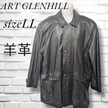 ART GLENHILL 양가죽 가죽 자켓 롱 코트 블랙 LL