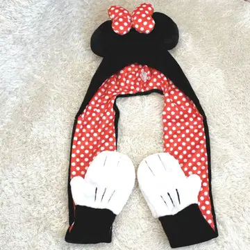 디즈니 미니 머플러 캡 도트 리본