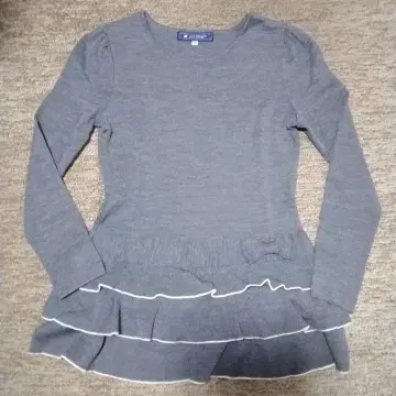 엠즈 그레이시 리본 프릴 페플럼 니트 스웨터 그레이 38 가을/겨울