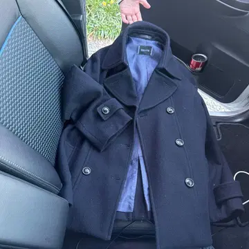 네이비 더블 브레스트 코트 M