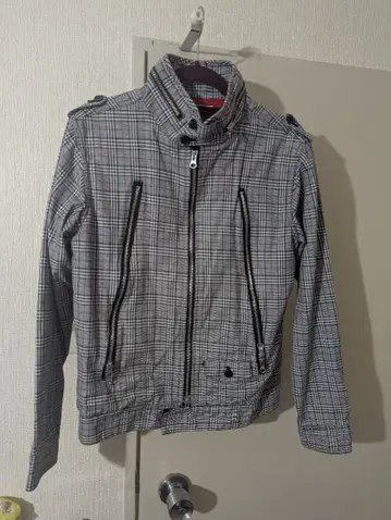 semantic design 체크 무늬 하의 지퍼 블루종