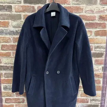 PUPULA 푸푸라 네이비 더블 버튼 피코트 울 코트 38