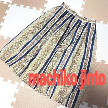 마치코진트 스커트 박스 플리츠 무릎 기장 레트로 구제 의류