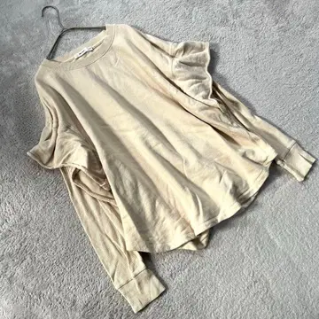 [ 니코앤드 ] (L) 소매 프릴 맨투맨 트레이닝복 베이지 페미닌