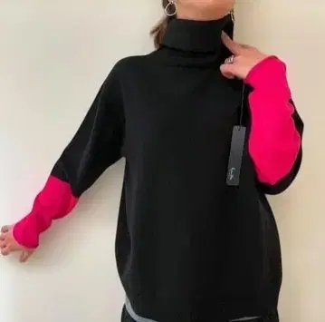 PaulineBleu 배색 니트 black x pink