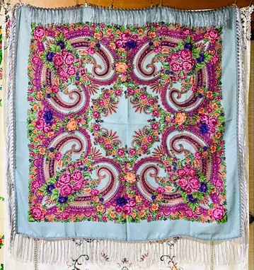 러시아 대형 스카프 꽃무늬 숄 플라톡 프린지 미사용 새상품 3