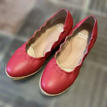 레드 플랫슈즈 22.5cm 일본제 빨간색
