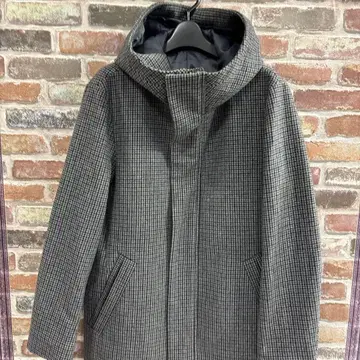 글로벌 워크 체크 무늬 후드 부착 코트 S 사이즈