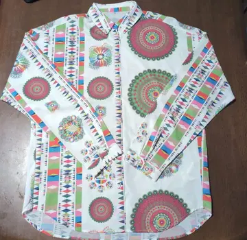 데구시알 컬러풀 기하학 패턴 긴팔 셔츠