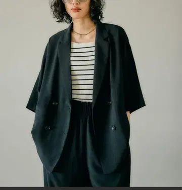 LEPSIM 린넨 라이크 드라이 시리즈 린넨 라이크 크루즈 자켓 블랙