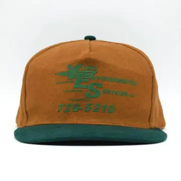 90s OTTO  레어 컬러 기업 로고 자수 캡 브라운 그린