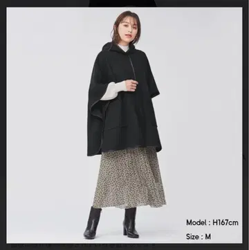 GU 여성용 블랙 판초 아우터 플리스 M 사이즈