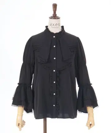 엑시즈팜 프론트 프릴 공주 소매풍 블라우스 프리 사이즈 블랙