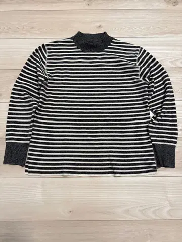 스노우피크 하이넥 니트 S 블랙 화이트 스트라이프