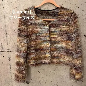 [ 새상품급 ] 복슬복슬 멀티 컬러 모헤어풍 가디건 긴팔 골드 버튼