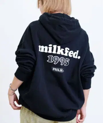 밀크페도 MILKFED. 여성용 후드티 프리 사이즈 블랙
