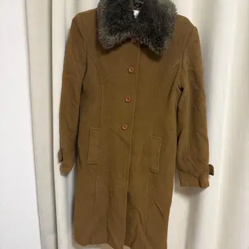 체스터 코트 롱 코트 퍼 브라운