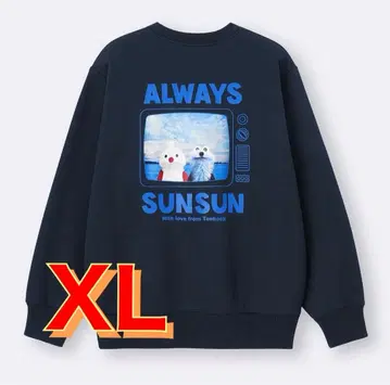 [ XL ] GU 퍼펫순순 헤비 웨이트 맨투맨 네이비