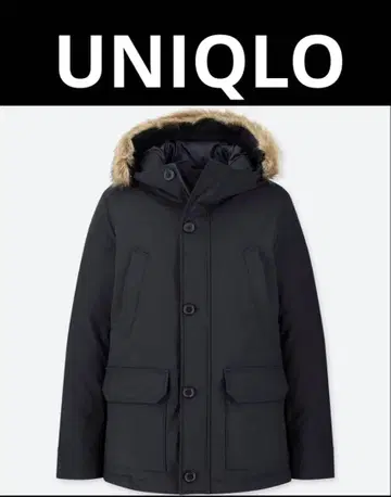 [ 새상품급 ] UNIQLO 논퀼트 다운 자켓 M 블랙 후드 부착 퍼
