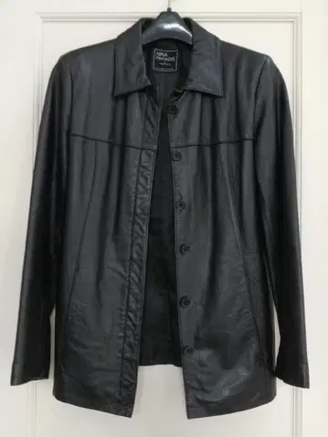 블랙 버튼업 가죽 자켓