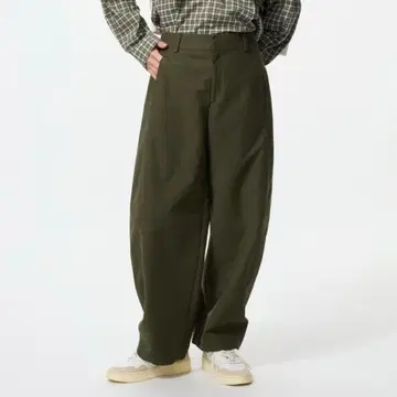 저지 배럴 레그 팬츠 M 올리브