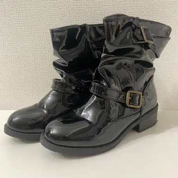 수이사이 에나멜 버클 레인부츠 숏부츠 S 블랙