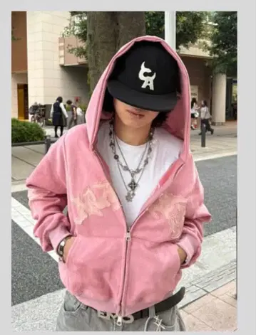 elev 지퍼 후드티 스트릿 핑크 M