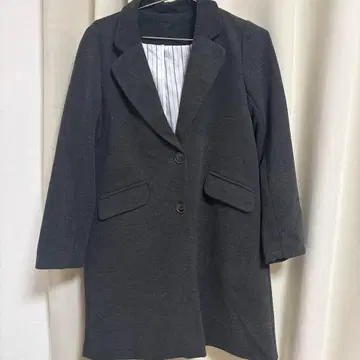 체스터 코트 롱 코트 다크 그레이 블랙