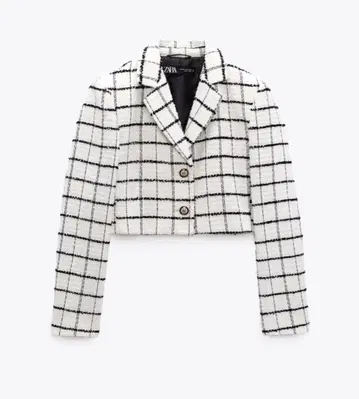 ZARA: 크롭 체크 무늬 블레이저