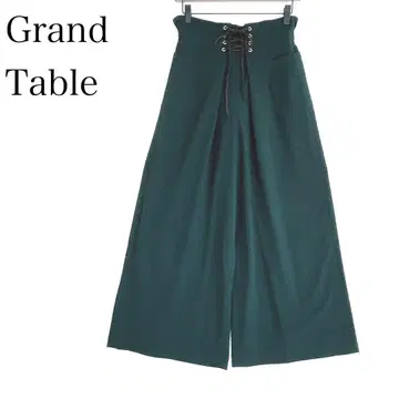 그랜터블 와이드 팬츠 (M) 레이스업 허리밴딩 그린 체형 커버