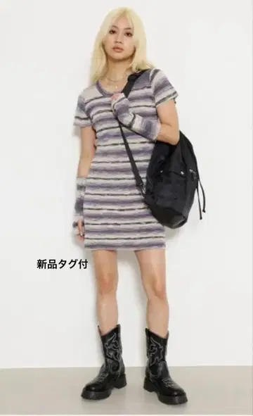 택 포함 새상품 LAGUA GEM FEW COLOR 니트 미니 원피스