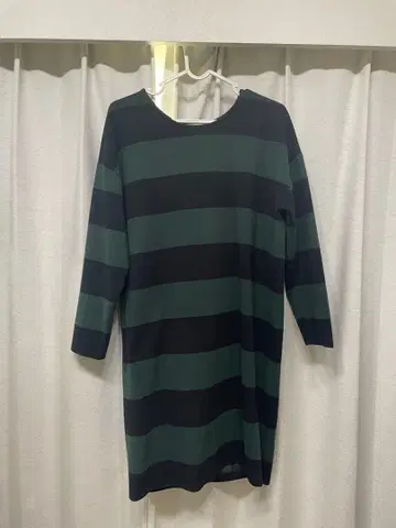 스트라이프 긴팔 원피스 리본 포함