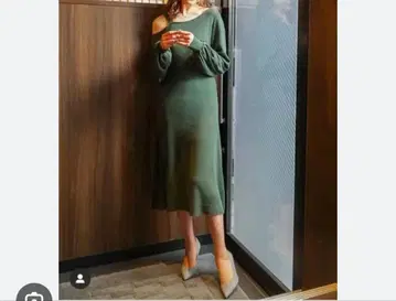 블랙 니트 원피스 긴팔