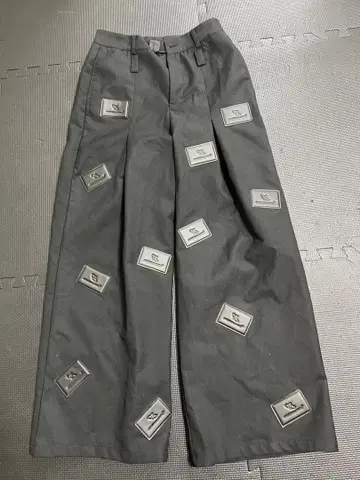 Argue Culture 와이드 팬츠 트랙 슬랙스 3D 로고 롱 블랙