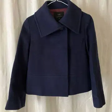INED 여성용 울 다크 네이비 숏 자켓 7 사이즈