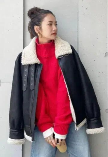 Ungrid 페이크 무스탕 보아 블루종 M 사이즈