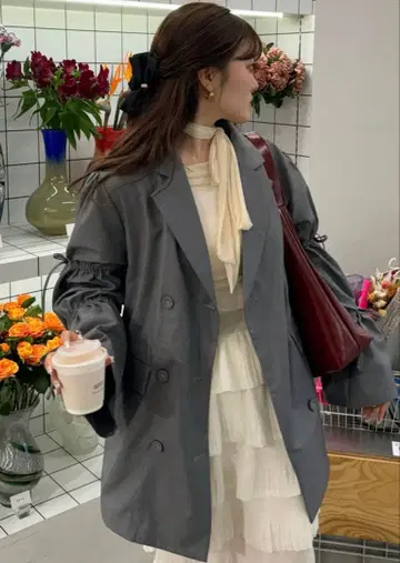 jouetie 슬리브 리본 자켓 미니 원피스