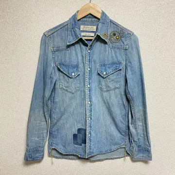 레미 레리프 데님 웨스턴 셔츠 패치워크 스컬 스터드 사이즈 S