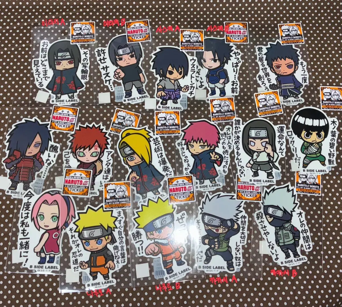 Naruto Beside Label Sticker | Itachi Sasuke Madara Gaara Kakashi Rock Lee